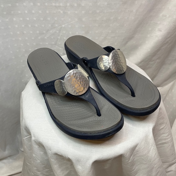 CROCS Gray and Black Sandals - Picture 1 of 5